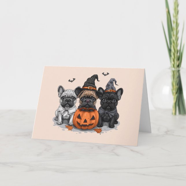 Carte Happy Halloween Bulldogs français (Devant)
