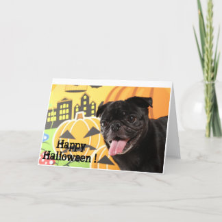 Carte Happy Halloween Card Black Pug