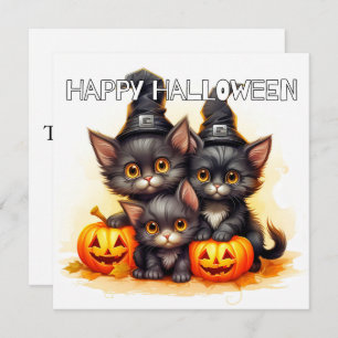 Carte Happy Halloween Chats noirs