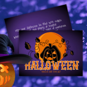 Carte Happy Halloween Citrouille effrayant et Lune