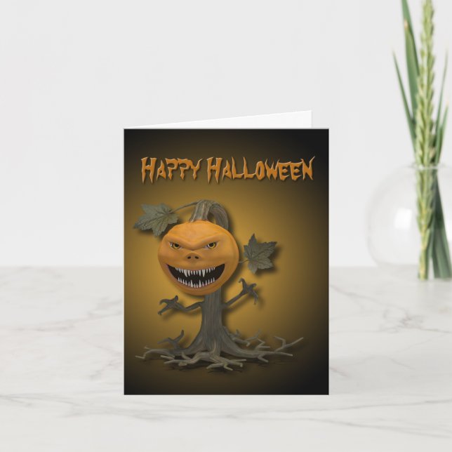 Carte Happy Halloween Citrouille Tree (Devant)