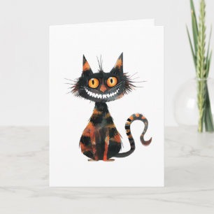Carte Happy Halloween effrayant Chat Noir Salutation