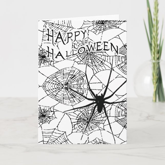 Carte happy halloween : éffrayante araignée : (Devant)