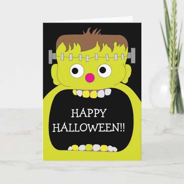 Carte Happy Halloween Frankenstein Monster (Devant)