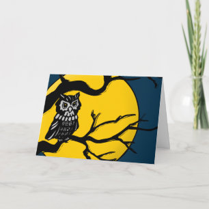 Carte happy halloween : hibou de minuit :