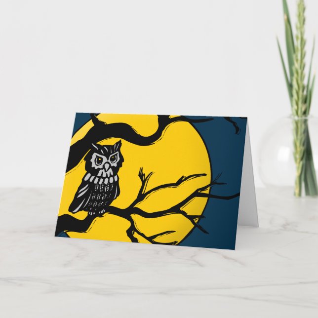 Carte happy halloween : hibou de minuit : (Devant)