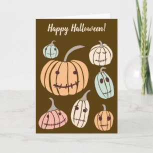 Carte Happy Halloween Message personnalisé Citrouilles P