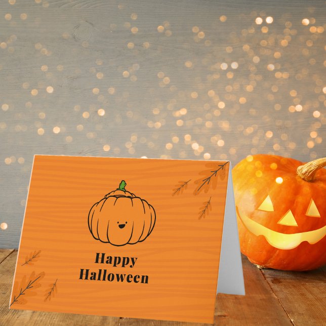 Carte Happy Halloween mignon Citrouille Orange (Créateur téléchargé)