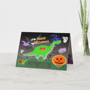 Carte Happy Halloween mignonette Dinosaures 3D Coupe et 
