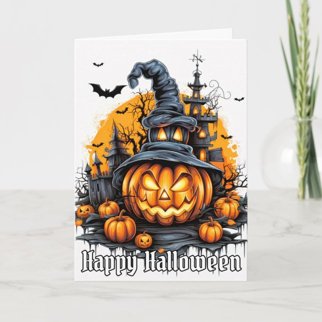 Carte Happy Halloween Mischievous Citrouille (Devant)