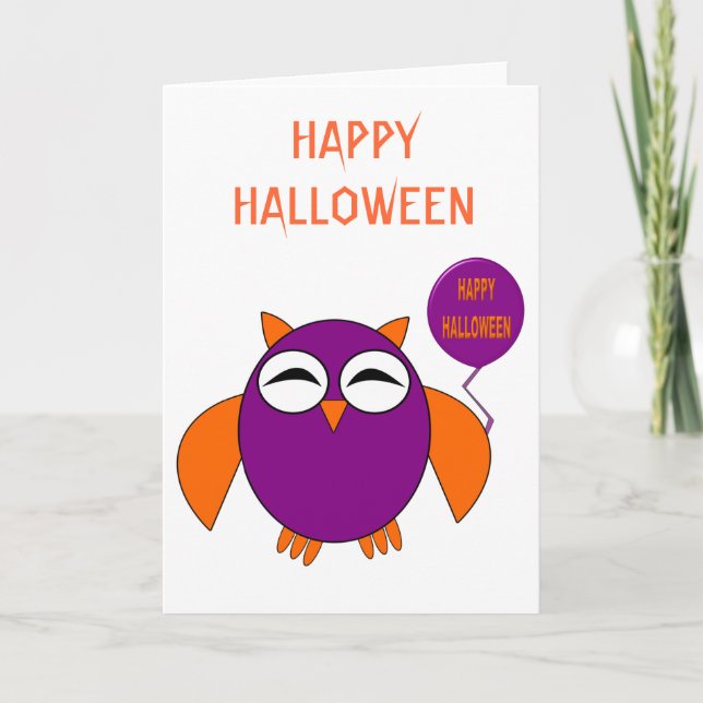 Carte Happy Halloween Party Owl Custom (Devant)