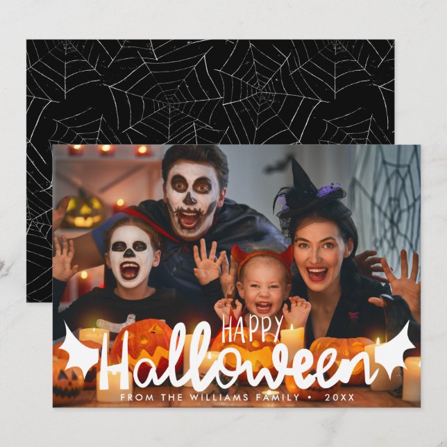 Carte Happy Halloween Photo personnalisée Halloween (Devant / Derrière)