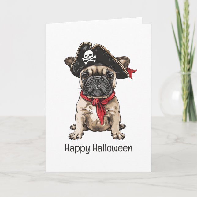 Carte Happy Halloween Pirate French Bulldog (Devant)