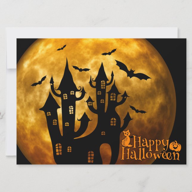 Carte Happy Halloween (Pleine lune) (Devant)