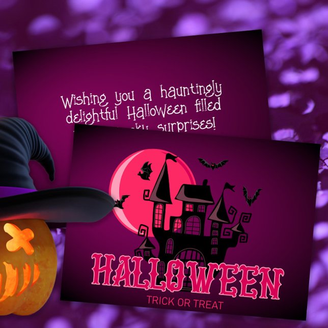 Carte Happy Halloween Scary Castle chauves-souris et lun (Créateur téléchargé)