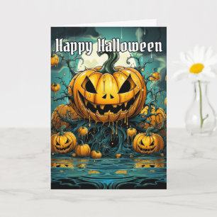 Carte Happy Halloween Scary Citrouille Design