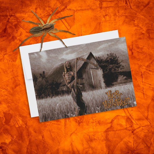 Carte Happy Halloween Scary Skeleton Reaper (Créateur téléchargé)