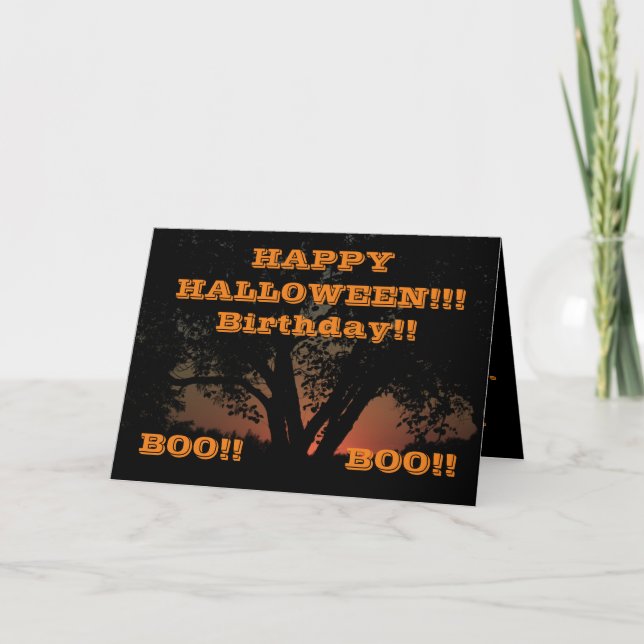 Carte Happy Halloween Tree Greeting Card (Devant)