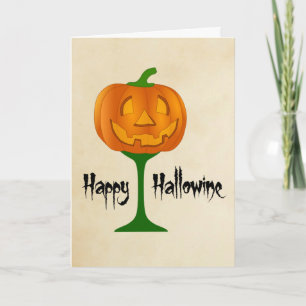 Carte Happy Hallowine Vin Citrouille Halloween