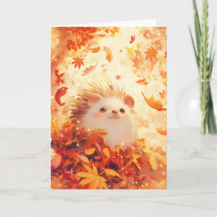 Carte Happy Hamehog aux Feuilles en effervescence