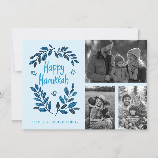 Carte Happy Hanoukka CUSTOM 3 PHOTOS Grid Holiday (Devant)