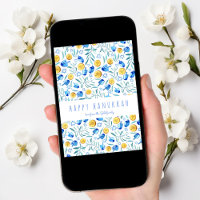 Carte Happy Hanoukka Driedel Watercolor sans arbre