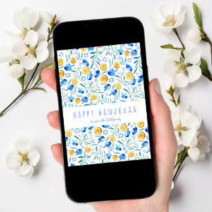 Carte Happy Hanoukka Driedel Watercolor sans arbre