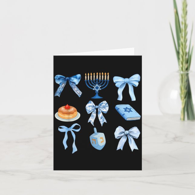 Carte Happy Hanukkah Coquette Bow Chanukah Jewish Women  (Devant)