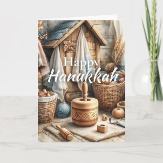 Carte Happy Hanukkah Greeting Card - Dreidel Watercolor