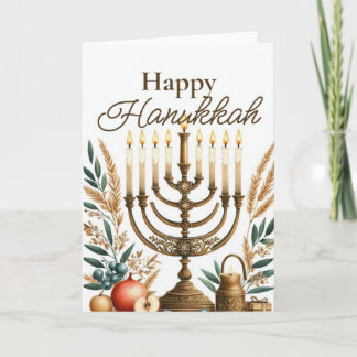 Carte Happy Hanukkah Greeting Card - Menorah Floral