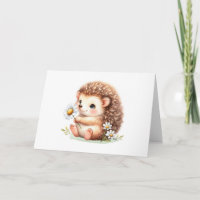 Happy Hdgehog avec les marguerites salutation blan