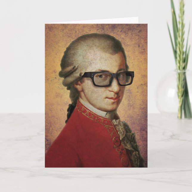 Carte Happy Hipster Mozart Lunettes amusantes (Devant)