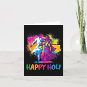 Carte Happy Holi Festival couleurs indiennes Danse de pr