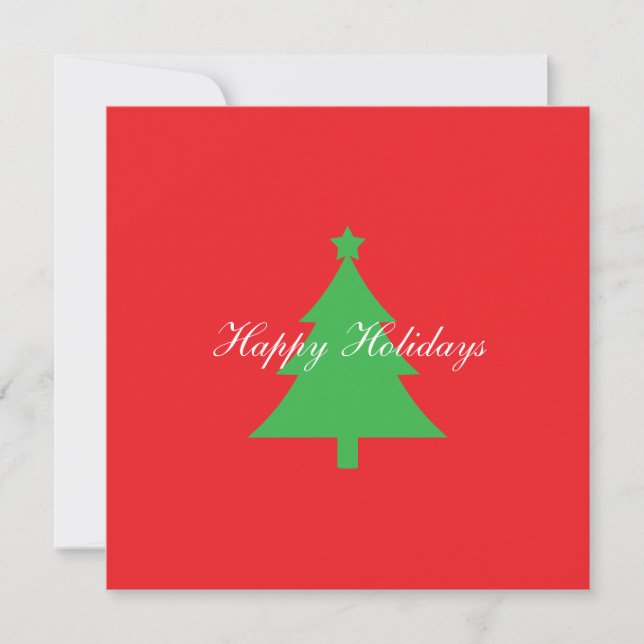 Carte Happy Holidays Bright Red Christmas New Year (Devant)