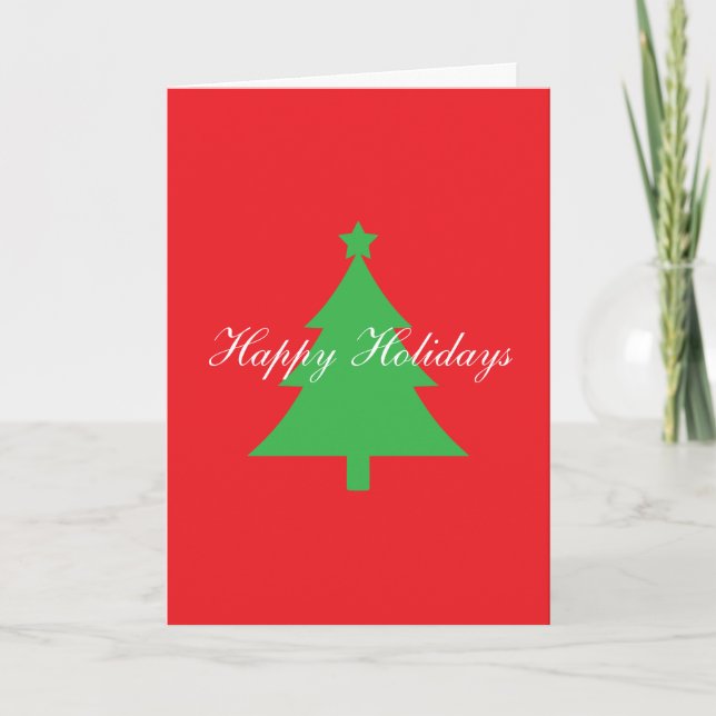 Carte Happy Holidays Bright Red Christmas New Year (Devant)
