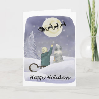 Carte Happy Holidays Card with Australian Shepherd
