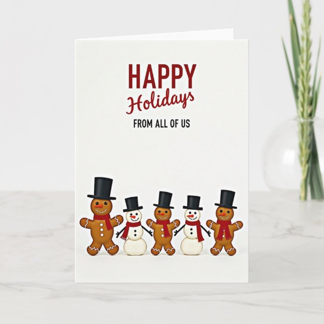 Carte Happy Holidays Gingerbread Snowmen Card (Devant)