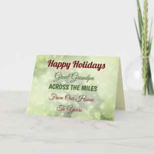 Carte Happy Holidays Great Grand-papy à travers les mile