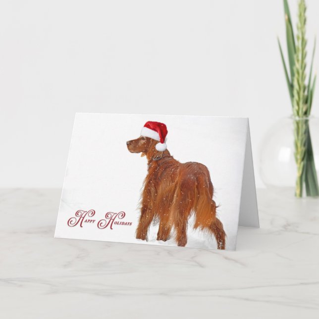 Carte Happy Holidays Irish Setter (Devant)