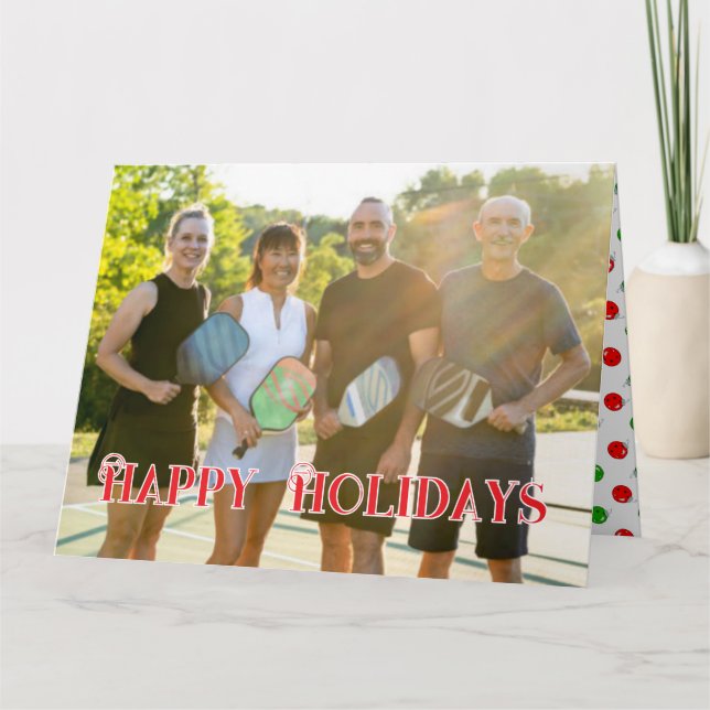 Carte Happy Holidays Pickleball Family Photo Personalize (Devant)
