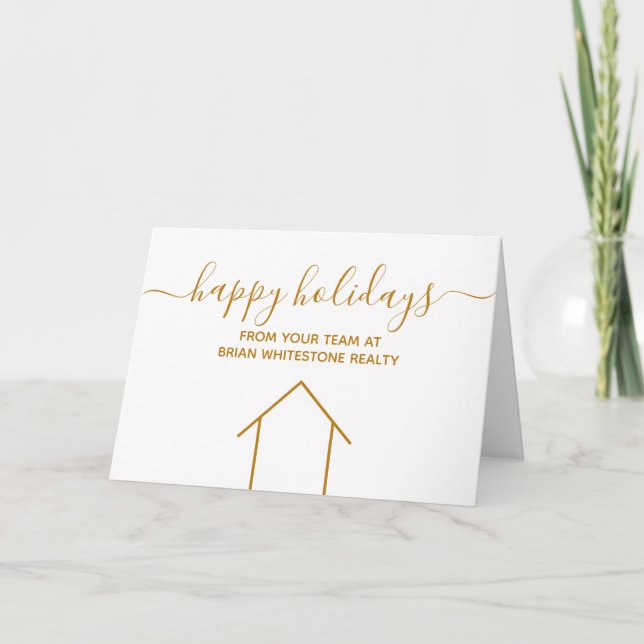 Carte Happy Holidays Real Estate Company Gold Corporate (Devant)