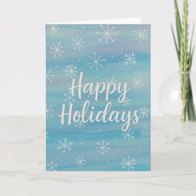 Carte Happy Holidays Watercolor Snowflake (Devant)