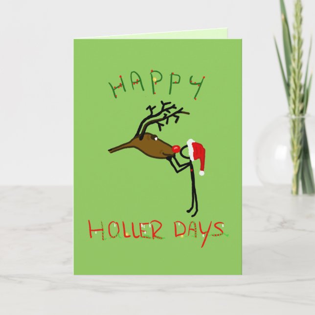 Carte Happy Hollerdays 4 - embrasser un renne. (Devant)