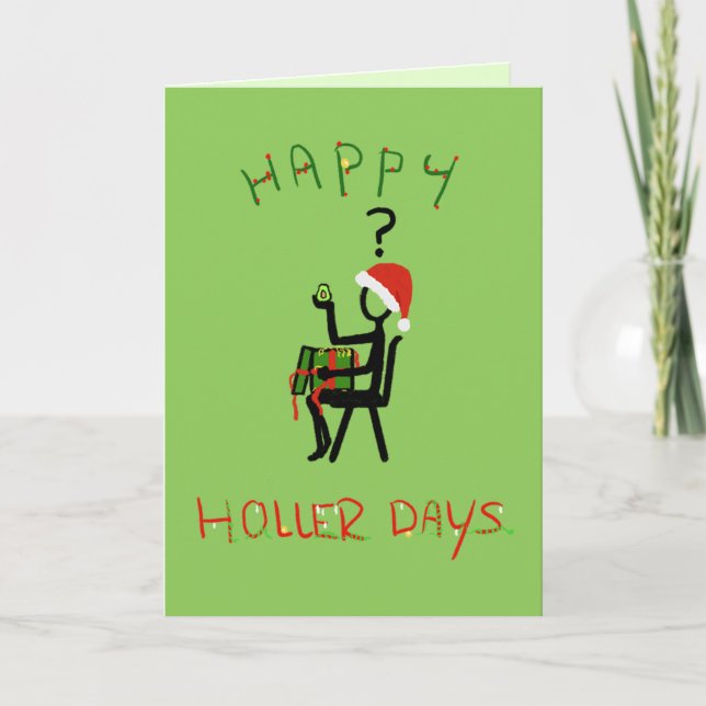 Carte Happy Hollerdays 6 - avocado cadeau de Noël. (Devant)