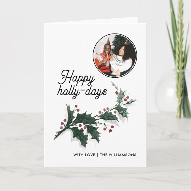 Carte Happy Holly Days Family Photo Holiday (Devant)