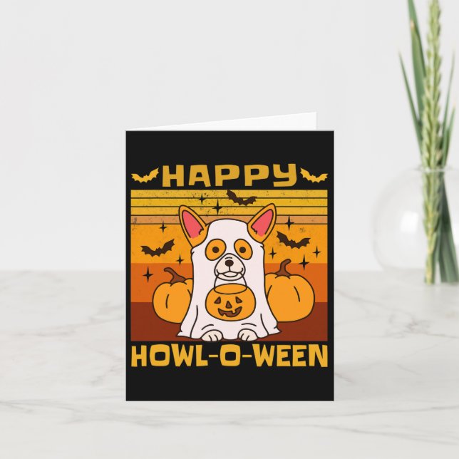 Carte Happy Howl-o-ween Costume d'Halloween Corgi (Devant)