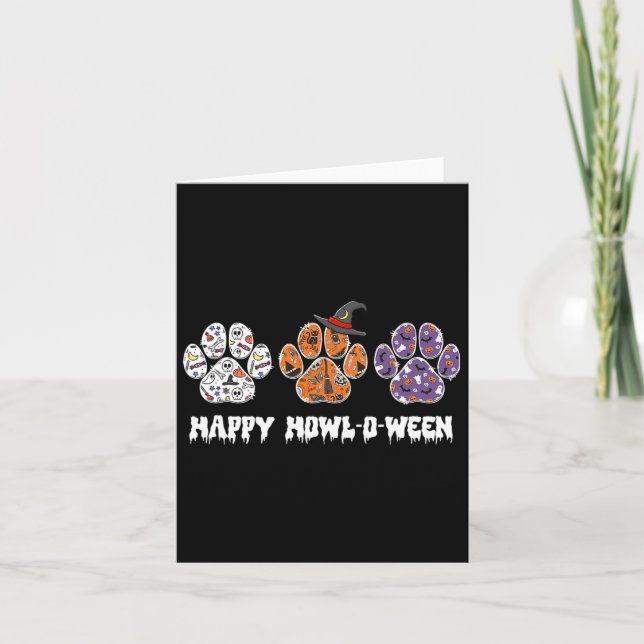 Carte Happy Howl-o-ween Empreinte de patte Halloween (Devant)