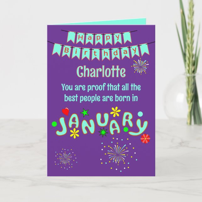 Carte Happy January Birthday Folded Greeting Card (Devant)