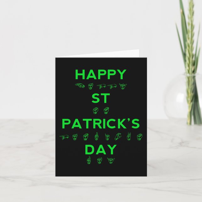 Carte Happy Jour de la Saint Patrick Fierté Sourde Langu (Devant)