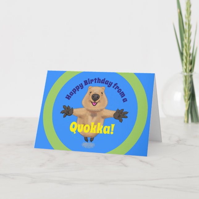 Carte Happy jumping quokka cartoon birthday (Devant)